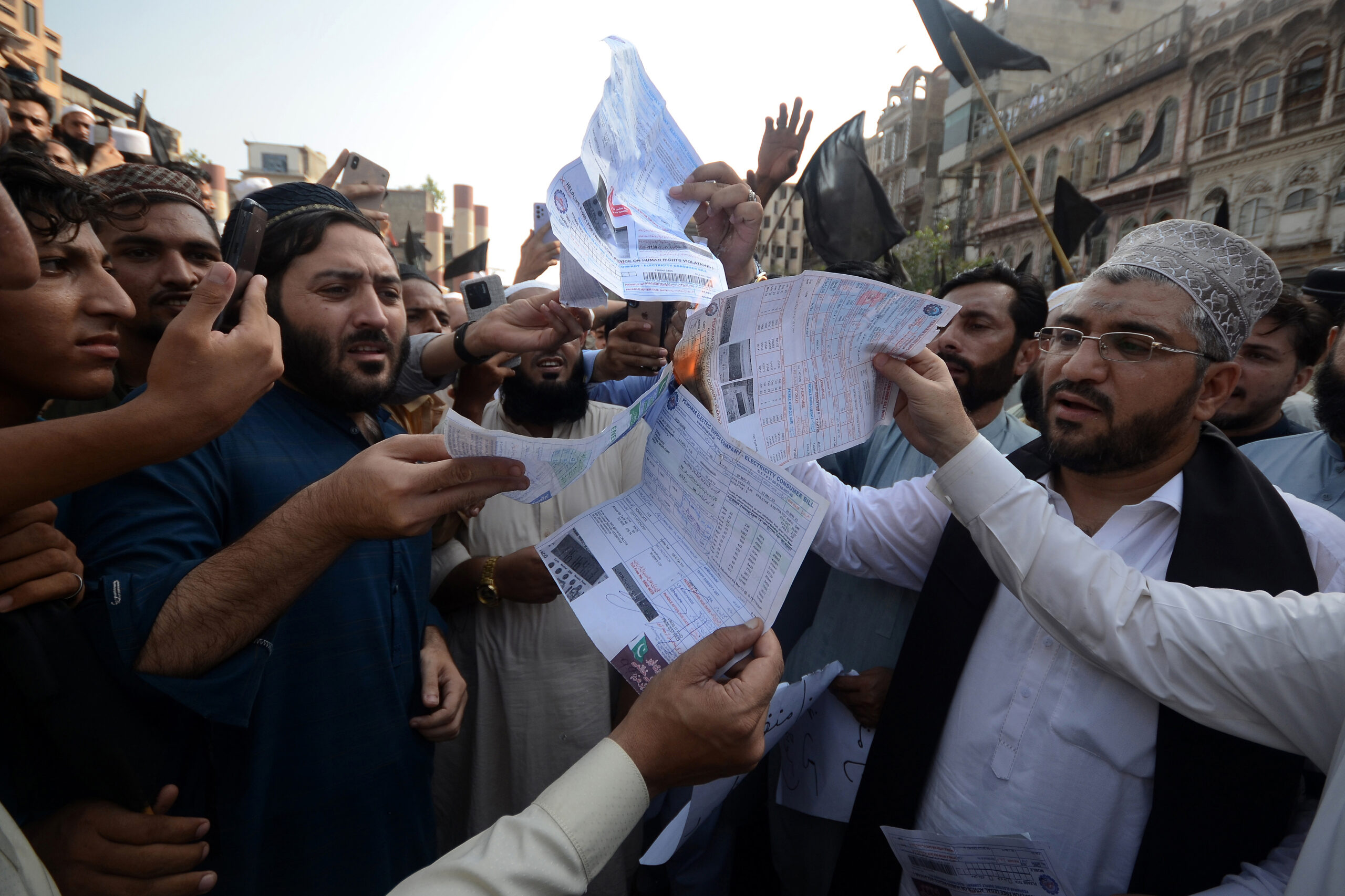 Pakistan Peshawar Bublic buring electricity bills