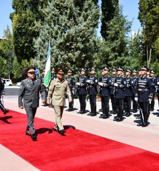COAS General Syed Asim Munir meets with President Shavkat Mirziyoyev of Uzbekistan.