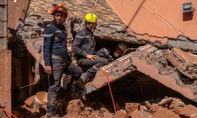 Emergency workers and volunteers search for survivors amid the rubble in the High Atlas Mountains following the catastrophic earthquake in Morocco.